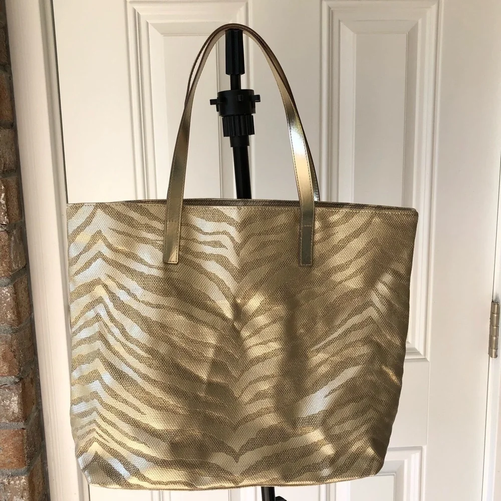 Michael Kors gold and tan shimmer tote